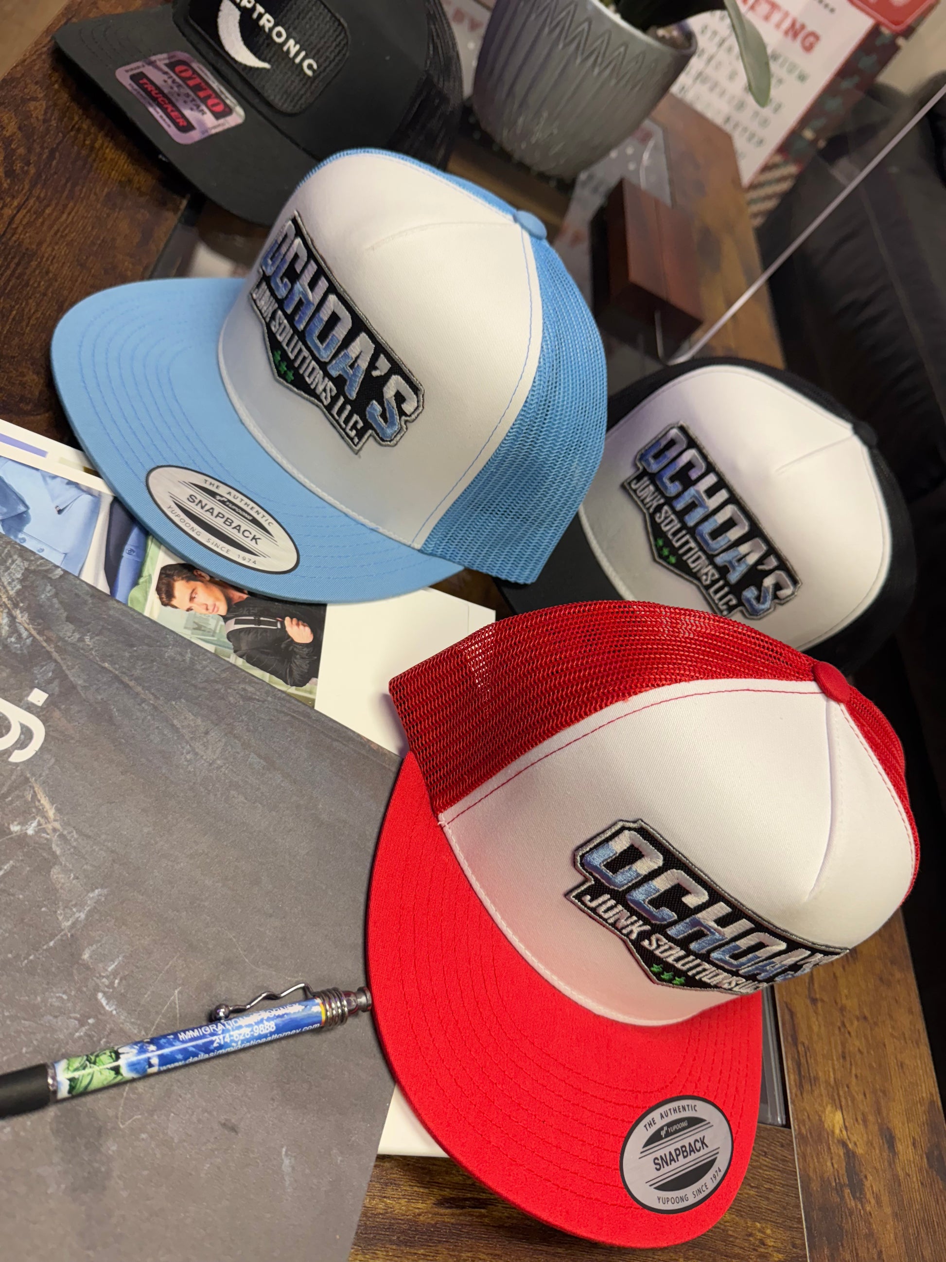 Custom  Embroidered Caps - 6-Pack with 6K to 8K Stitch Custom Patches