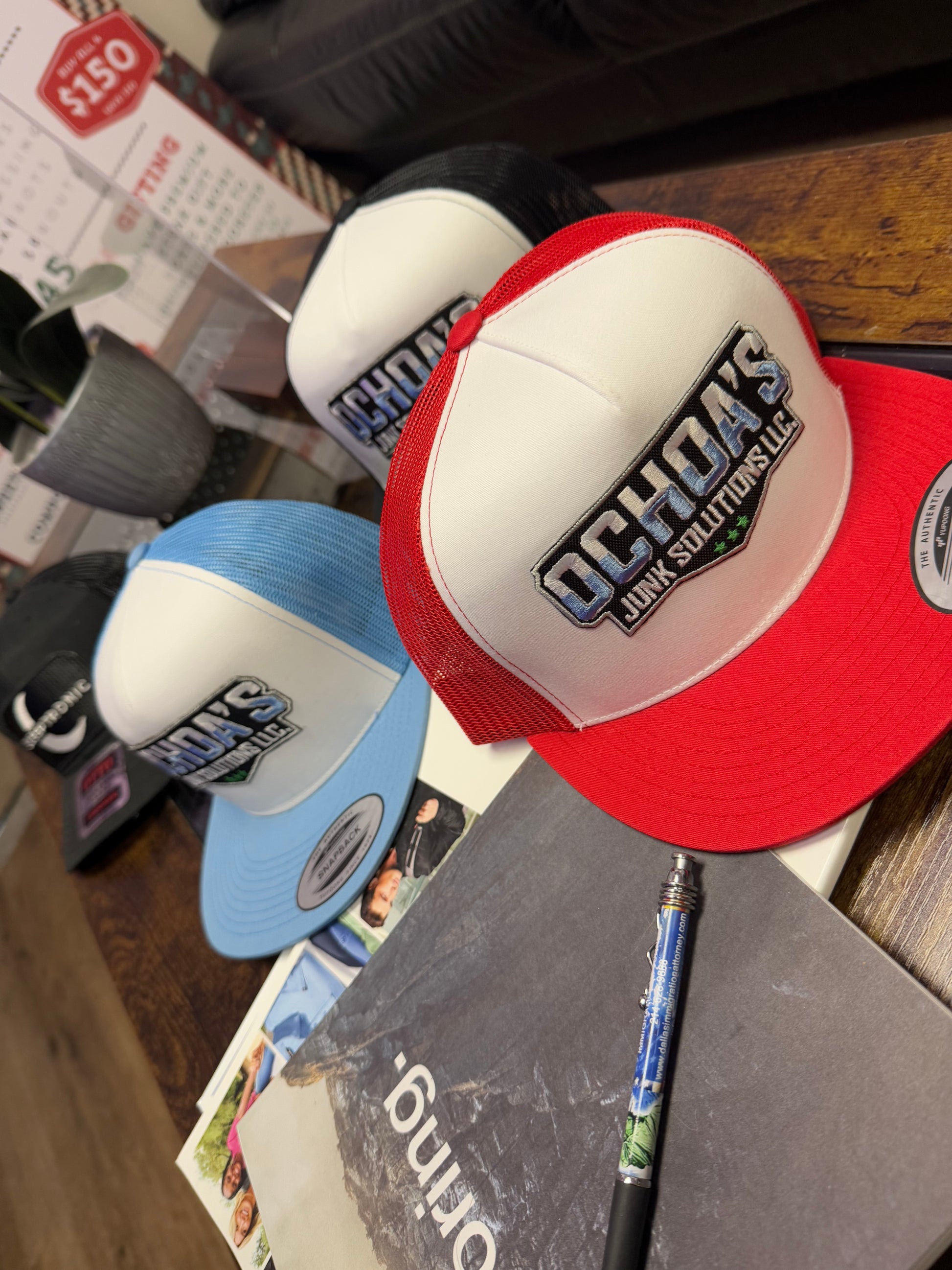 Custom  Embroidered Caps - 6-Pack with 6K to 8K Stitch Custom Patches