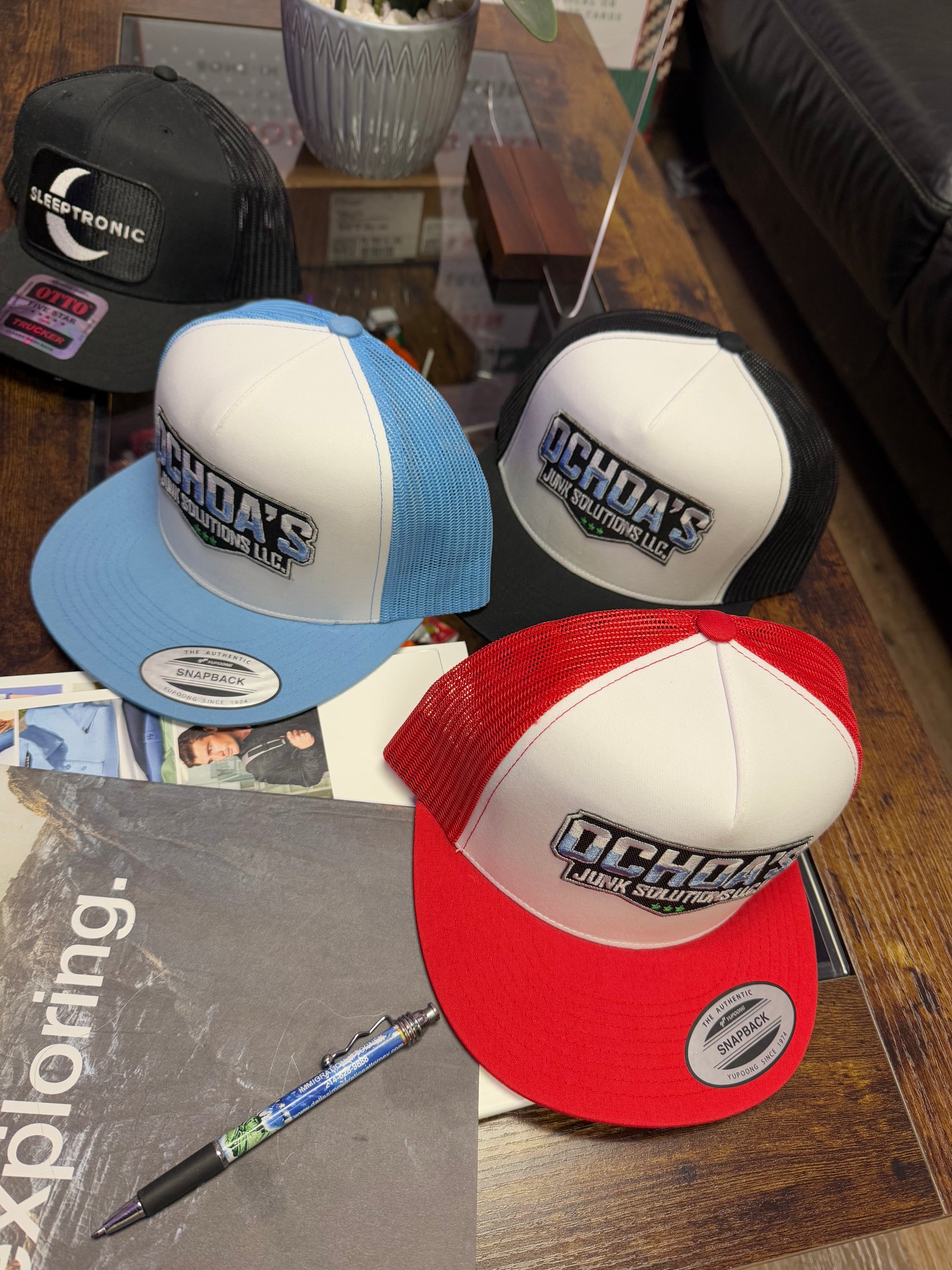 Custom  Embroidered Caps - 6-Pack with 6K to 8K Stitch Custom Patches