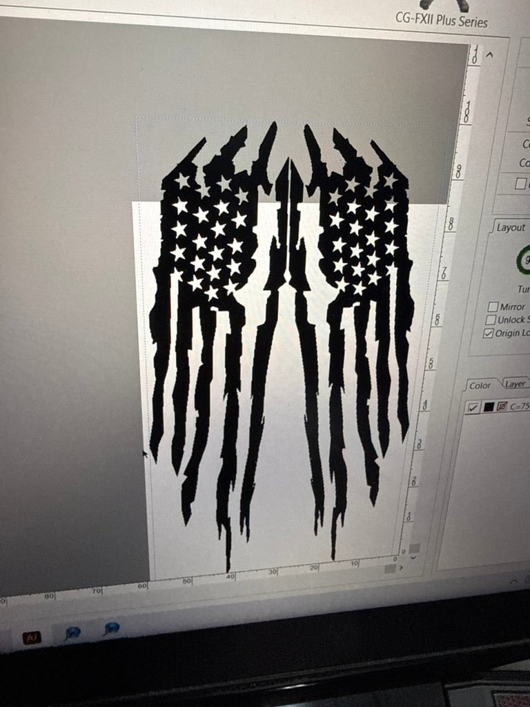 Distressed American Flag Side Body Decals (Pair) - 99" x 52"