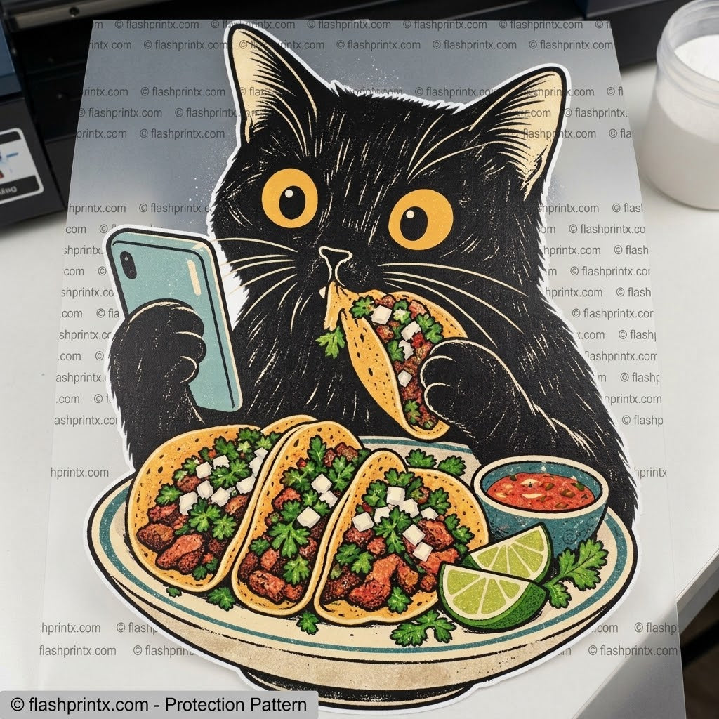 Taco Cat Shirt, DTF Transfer or Digital PNG Download | Funny Black Cat Eating Tacos Heather Gray Graphic Tee | Mexican Food Lover Gift