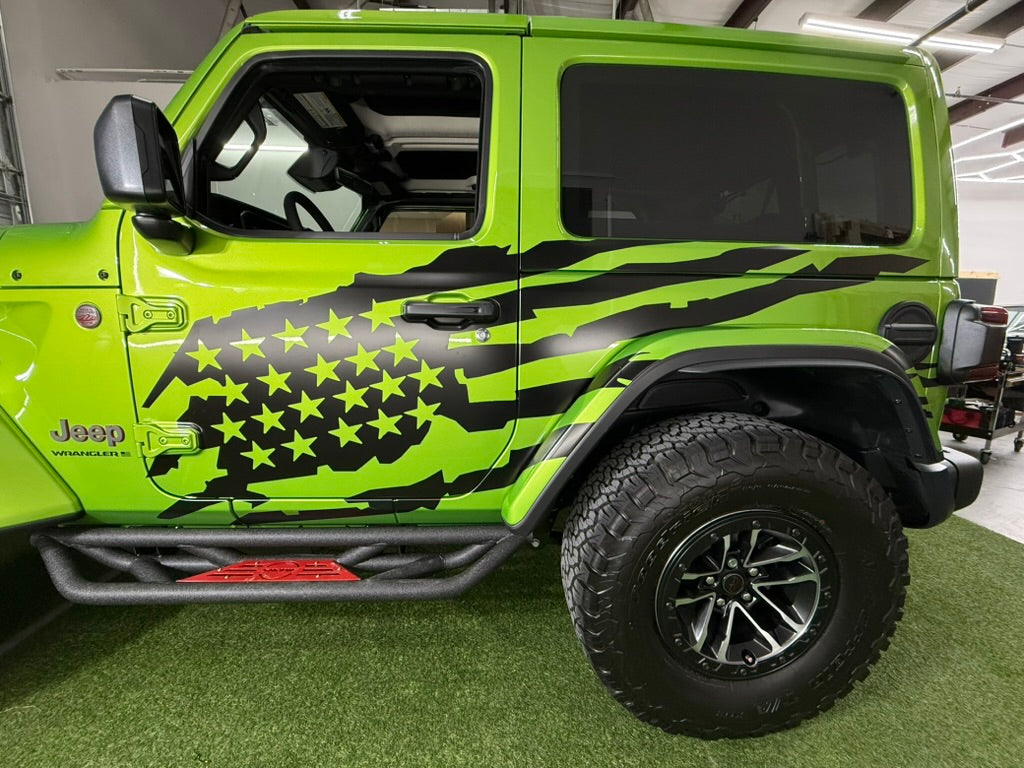 Distressed American Flag Side Body Decals (Pair) - 99" x 52"