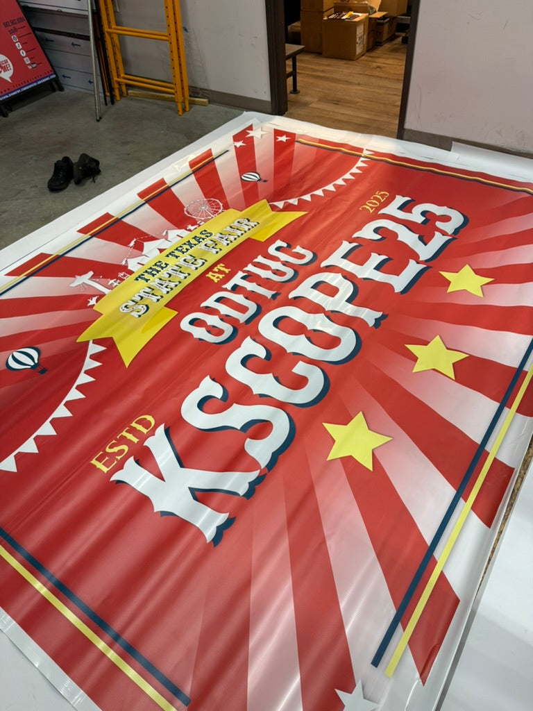 Heavy Duty Backdrop Stand + Custom Vinyl Banner (Multiple Sizes)