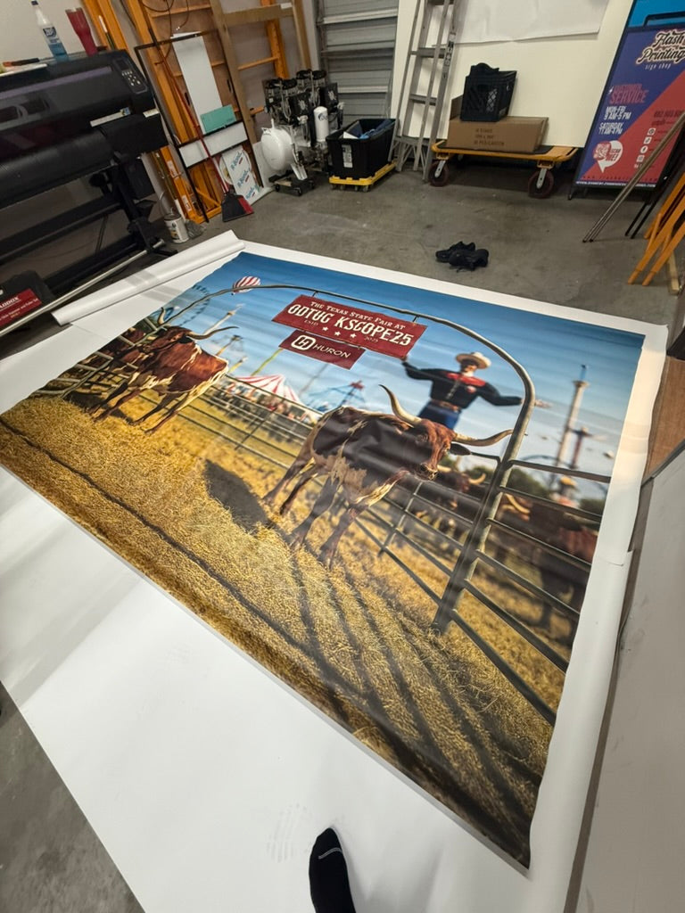 Heavy Duty Backdrop Stand + Custom Vinyl Banner (Multiple Sizes)