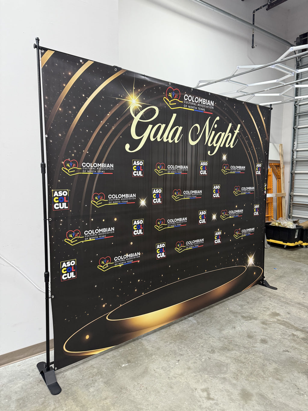 Heavy Duty Backdrop Stand + Custom Vinyl Banner (Multiple Sizes)
