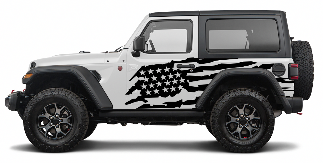 Distressed American Flag Side Body Decals (Pair) - 99" x 52"