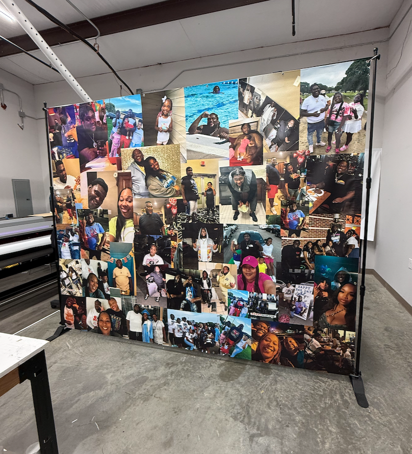 Heavy Duty Backdrop Stand + Custom Vinyl Banner (Multiple Sizes)