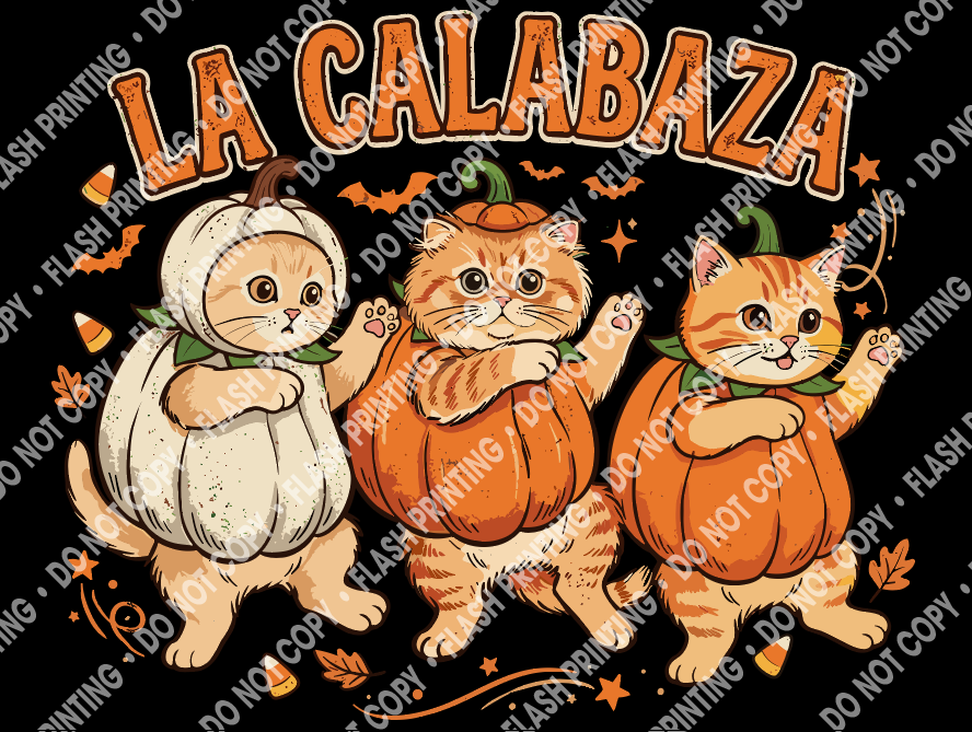 La Calabaza - Dancing Pumpkin Cats Halloween Shirt | Women's Fall Graphic Tee OR DTF Transfer