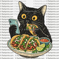 Taco Cat Shirt, DTF Transfer or Digital PNG Download | Funny Black Cat Eating Tacos Heather Gray Graphic Tee | Mexican Food Lover Gift